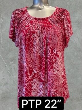 $8 Add-On ✅ Vibrant Red Paisley Blouse